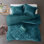 Literie en velours bleu sarcelle pour lit double / grand lit, coussin décoratif, housse de couette moderne lavable à la machine et facile à laver