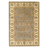 Hand Knotted Wool Oriental Area Rug in Grey And Ivory