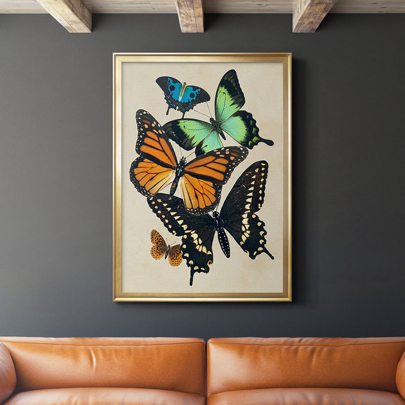 Collage de papillons I, impression sur papier, Or, H 24,5 po x l 18,5 po x P 1 po
