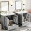 Meuble-lavabo gris 60 po avec lavabos doubles en céramique et tablette spacieuse - meuble de rangement élégant-121109871