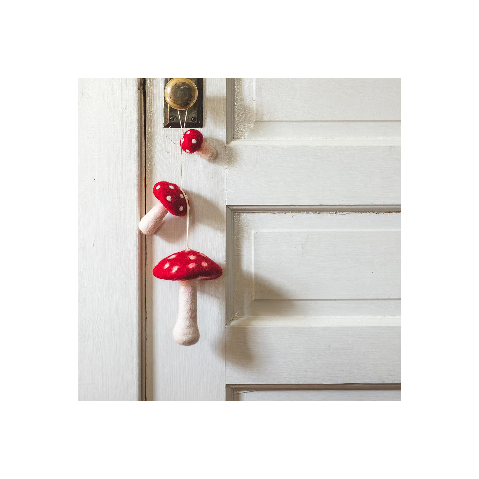 Nordic Felted Mushroom Ornament - Single, Medium:  3.5" H X 2.5" W