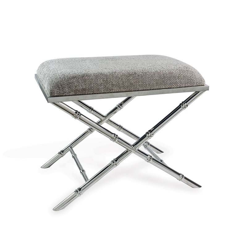 Lauderdale Nickle Benedict Taupe Bench, Polished Nickel