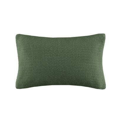 INK+IVY Bree Green Knit Hidden Zipper Oblong 12x20" Pillow Sham