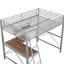 Lit mezzanine argenté pleine grandeur et lit avec tablette de bureau - Robuste et stable, sécuritaire, sans sommier