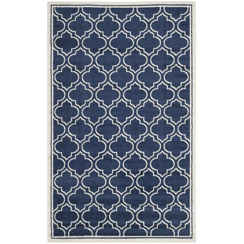 Tapis bleu marine / ivoire Ammundsen, Rectangle 3 pi x 5 pi