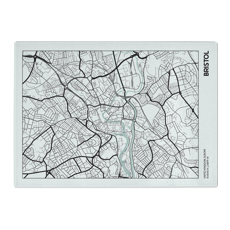 Map Bristol UK Chopping Board, 28.5cm W x 39cm L
