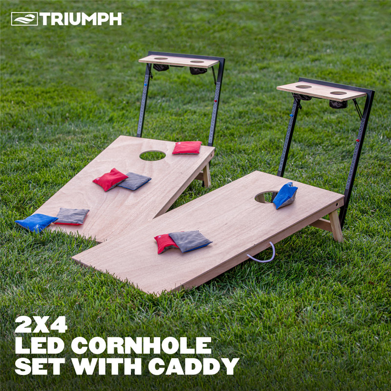 Regulation Size Cornhole Set with LED Lights and Caddy