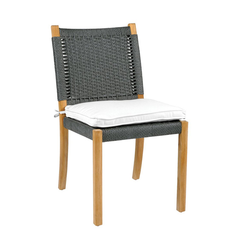 Hudson Teak Patio Dining Side Chair, Hudson Charcoal Lace