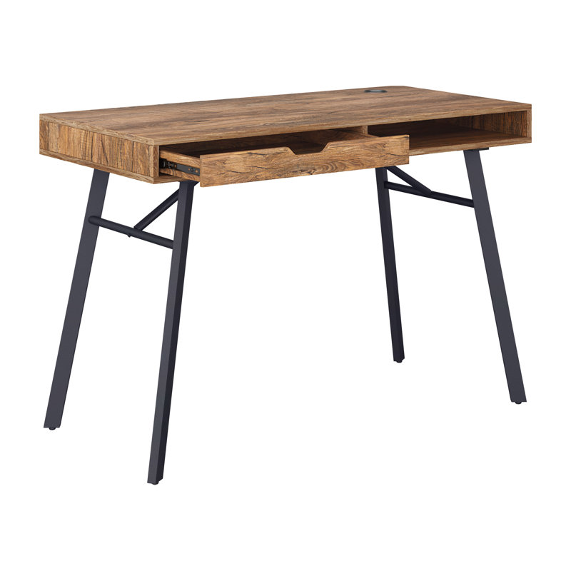 Chrisander Metal Base Writing Desk, Brown/Black