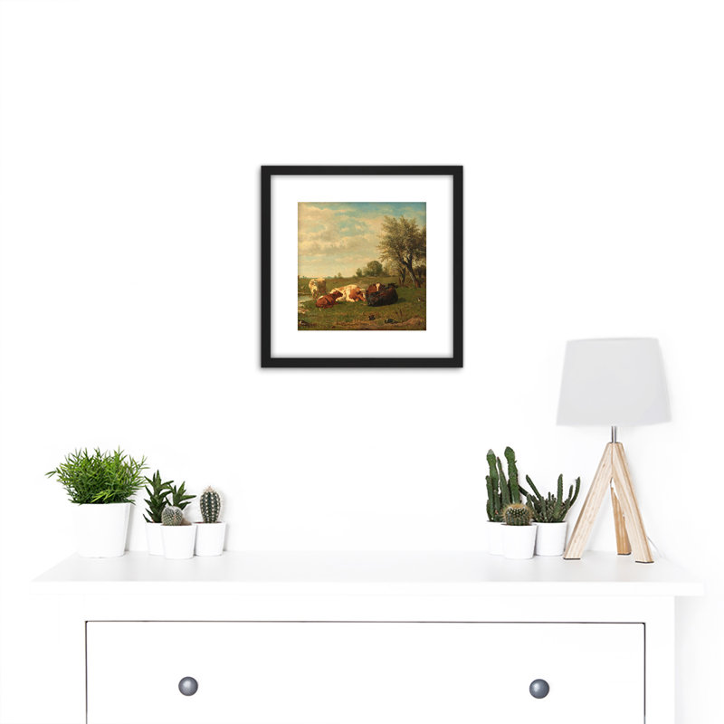 Cows In The Meadow Landscape by Gerard Bilders - Single Picture Frame Painting