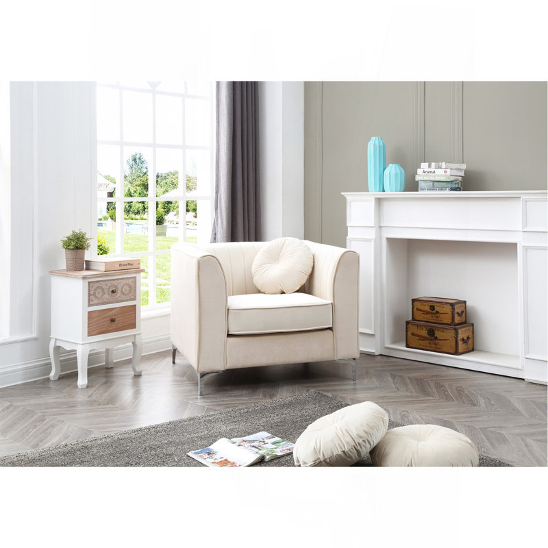 Fauteuil contemporain incliné ivoire