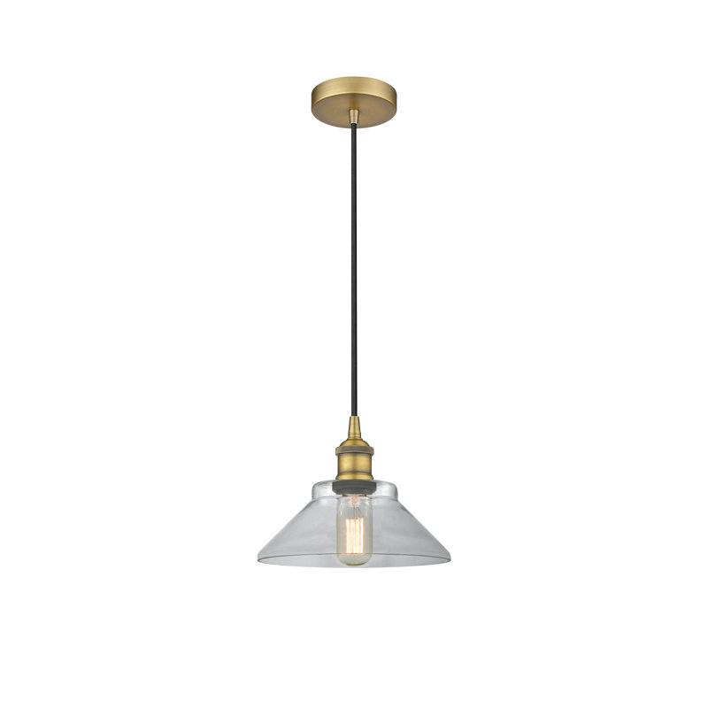 Luminaire suspendu conique à 1 lumière Choccolocco, Transparent, Laiton brossé