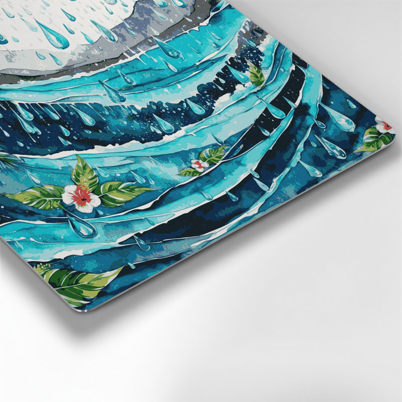 Motif de pluie hawaïenne, art mural en métal bleu, H 12 po x l 12 po