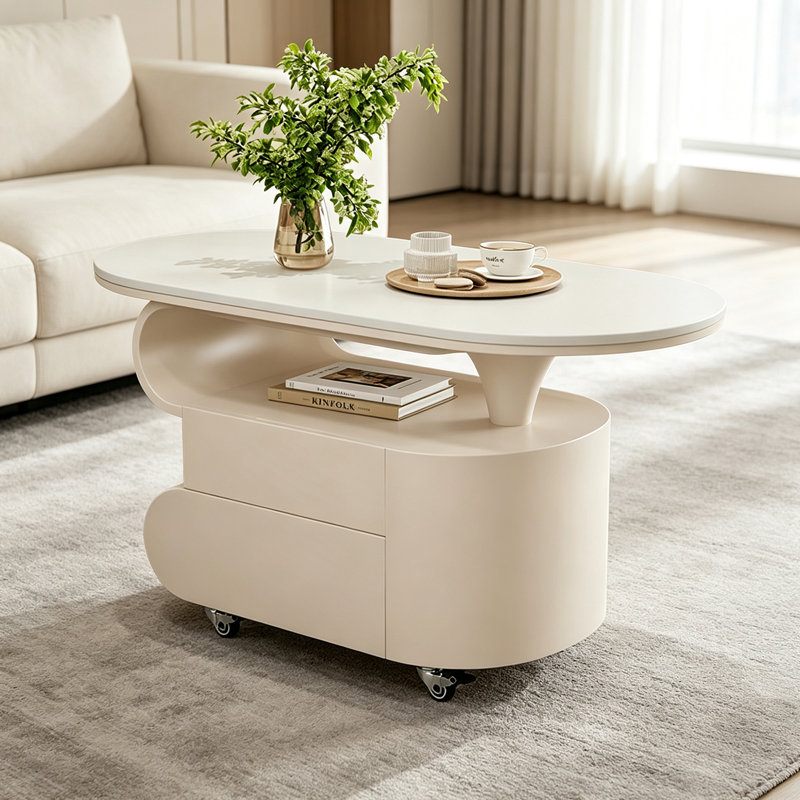 Table basse Italian Luxury Creative, H 19,68 po x l 31,49 po x P 15,74 po, Blanc/Crème