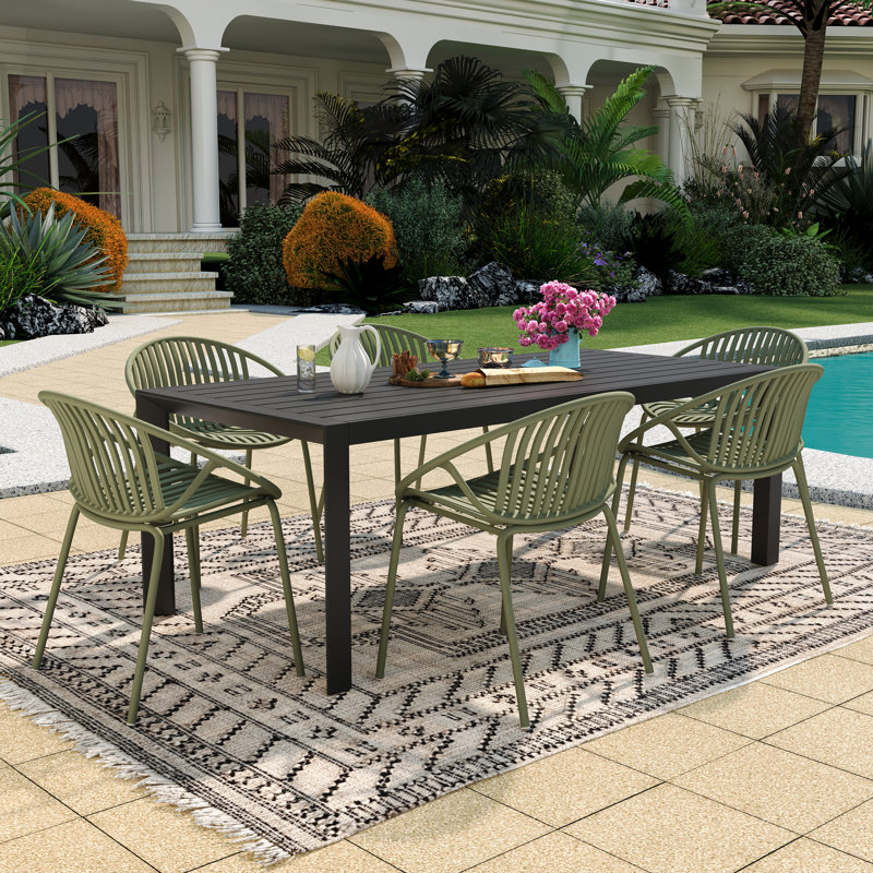 Shah Patio 7-Piece Dining Set, Green