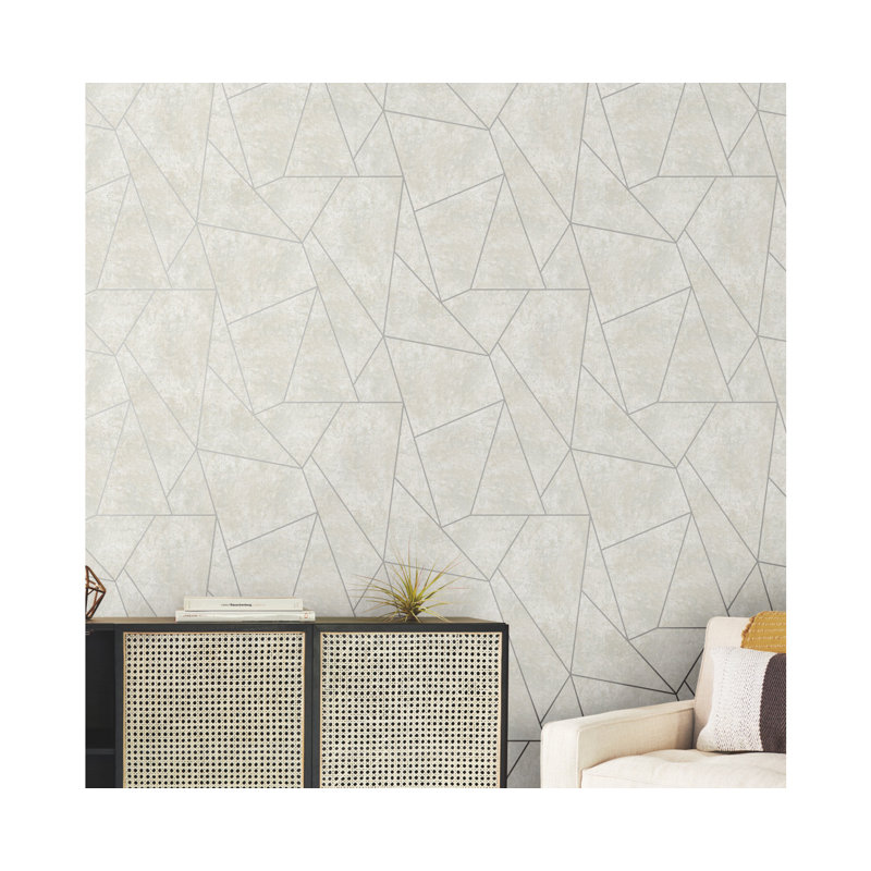 Nazca Geometric Metallic Wallpaper Roll, Gray
