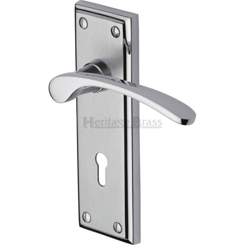 Heritage Brass Door Handle Lever Lock Hilton Design, Apollo