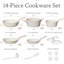 Ensemble de casseroles et poêles, batterie de cuisine antiadhésive 14 pièces, ensemble de cuisine de cuisine à induction en granit blanc avec poêles à frire et casseroles sans SPFO (noir)-101419858