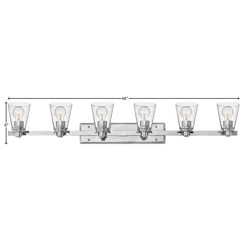 Avon Chrome 6-Light Bath Vanity with Clear Seedy Glass Shade