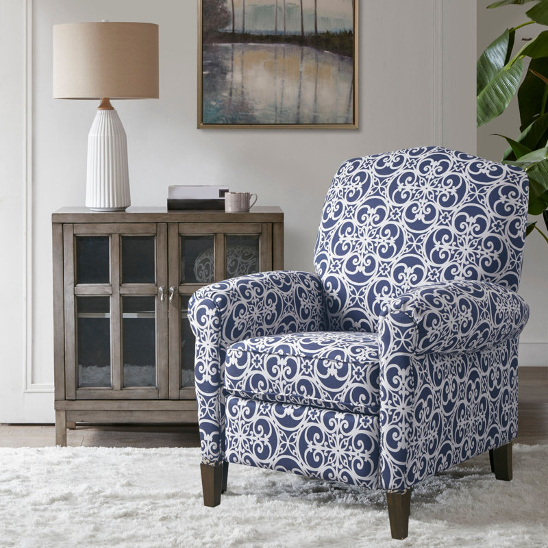 Kirby Push Back Recliner, Blue/White