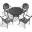 5 Black Patio Furniture With Cast Aluminum And Cushions - 4, Rustproof, Weather , Supportive Structure Cushions, Black, Seats 4, Rust-, , Stackable For Outdoor Area-450809674
