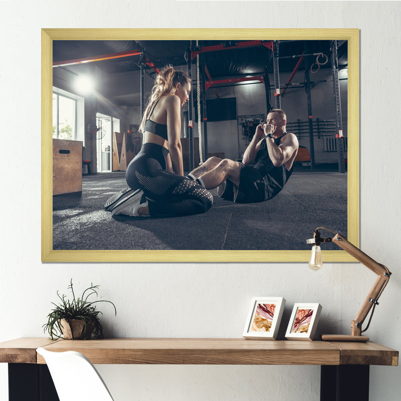 " Couple Training I ", Gold Picture Framed, 16" H x 32" W x 1" D