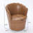 Genuine Leather Accent Swivel Barrel Chair – 360° Spin Metal Base-1378148629