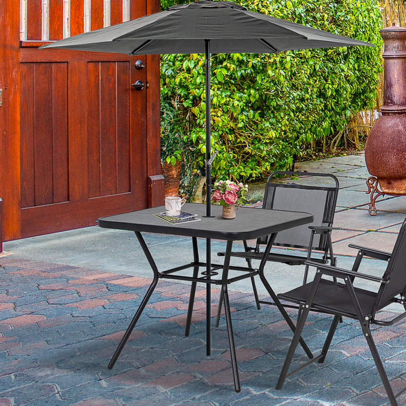 Neosha Square Metal Outdoor Bistro Table With Umbrella Hole , 80cm cm W 80cm cm D