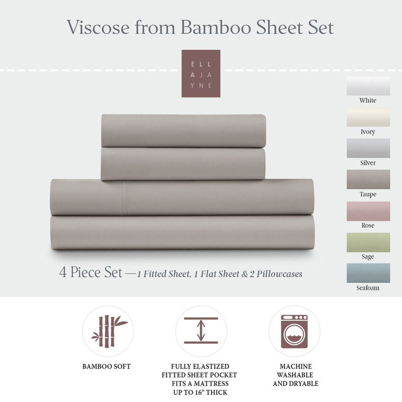 Ensemble de draps 4 pièces Ella Jayne, Double, Taupe