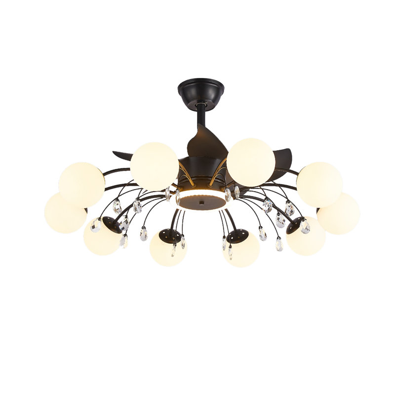 39.4" Bladeless Ceiling Fan with Remote and 10 lights, Black