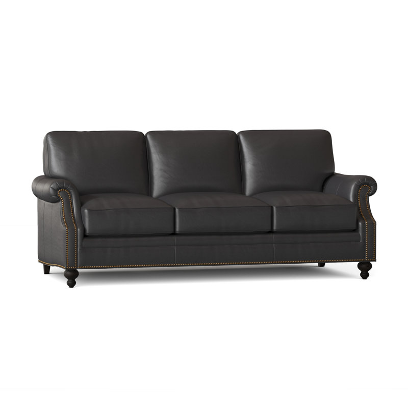 West Upholstered 82'' Sofa, Outsider Raven Genuine Leather, New Classiques, French Natural