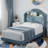 Upholstered Twin Bed Frame With Led Lights-1850051390