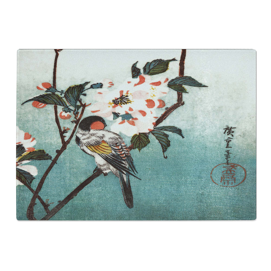 Tempered Glass a Bird upon a Cherry Branch Chopping Board
