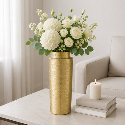 12.9" Elegant Gradient Textured Ceramic Vase