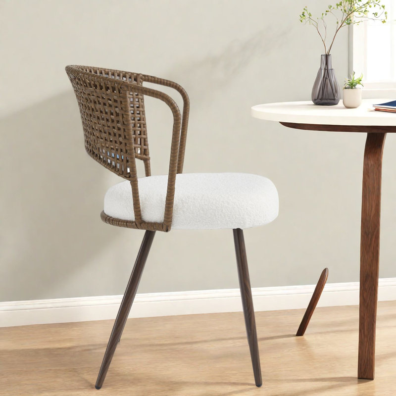 Chaises de salle à manger confortables, style campagnard en rotin et métal pour la cuisine