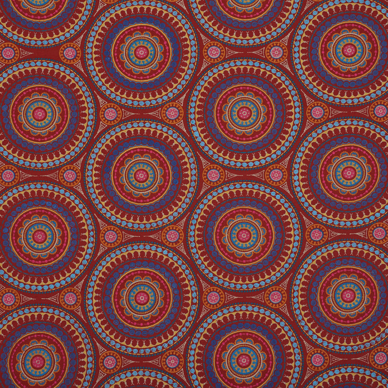 Tissu de broderie Idris, Red/Multi