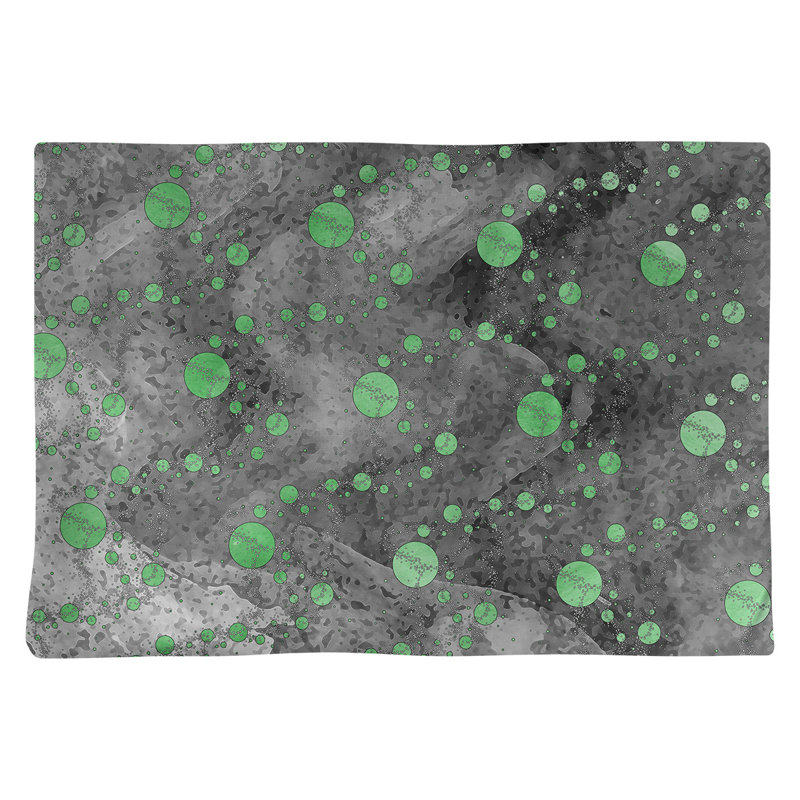 Napperon en planètes et étoiles 18 po, Vert / Noir