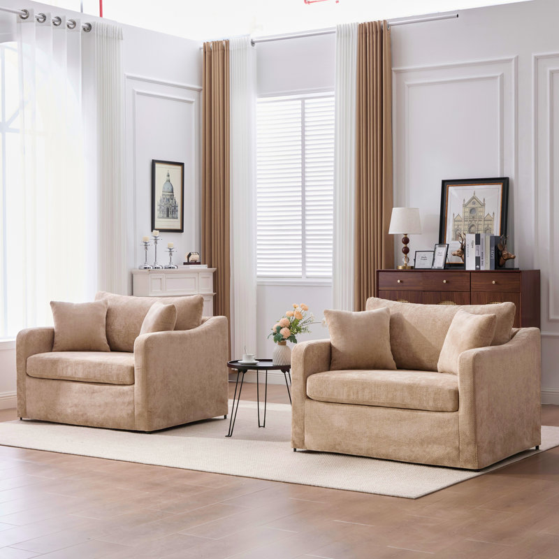 Ensemble de 2 fauteuils d'appoint 43,9 po en chenille, Blé