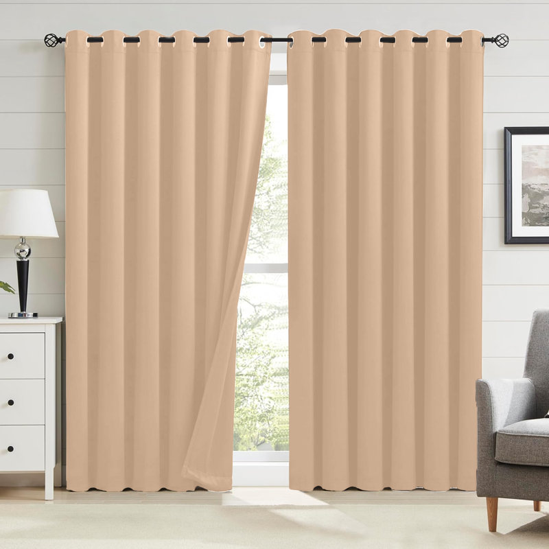 Premium Blackout Eyelet Curtain Panels - Thermal Insulated, Noise Reducing Grommet Room Darkening Window Curtains for Bedroom and Living Room