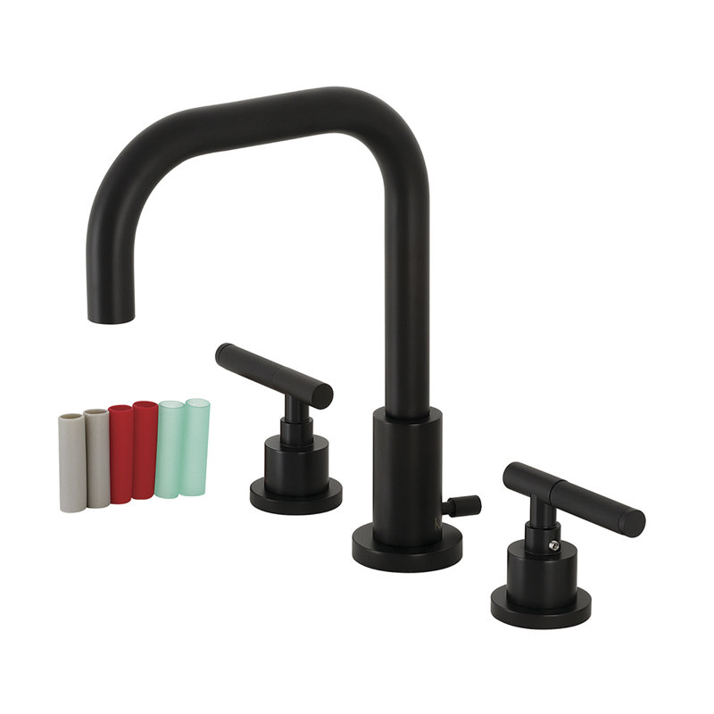 Robinet de salle de bain espacé avec ensemble de drain Kaiser, Noir mat