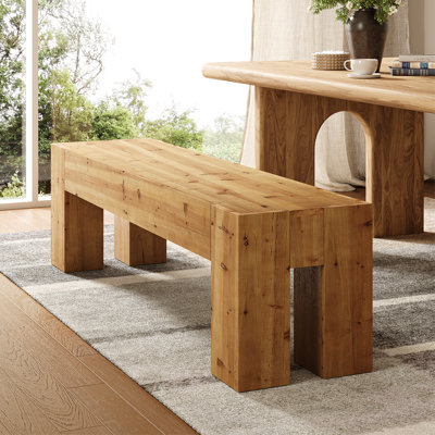 Banc de cuisine rustique en bois massif, banc de cuisine de ferme extra long de 63 po avec cadre robuste
