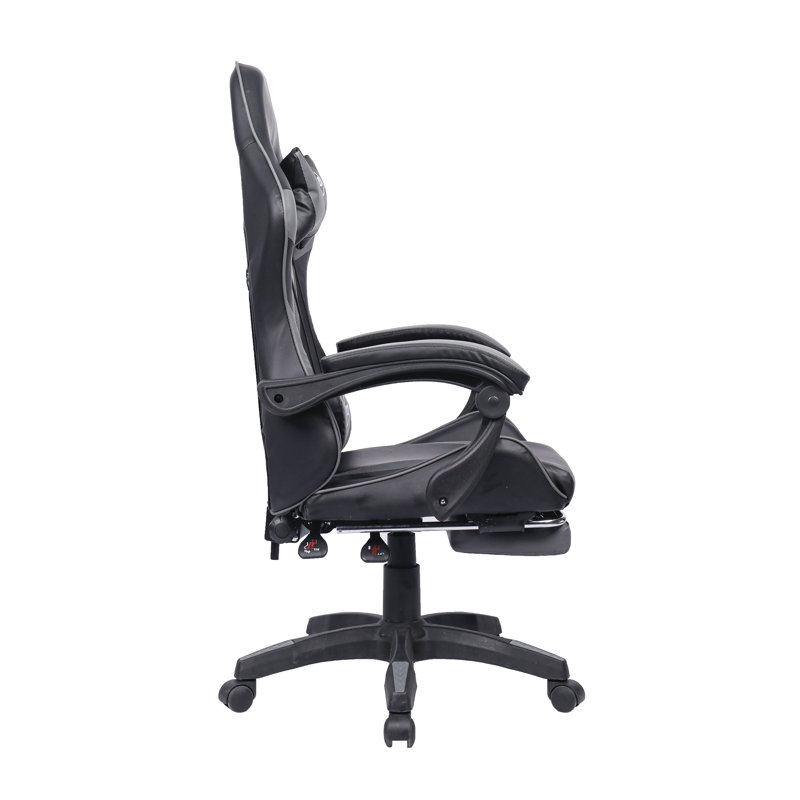 Racing Massage Computer Gaming Chair with Footrest, Grey/Black