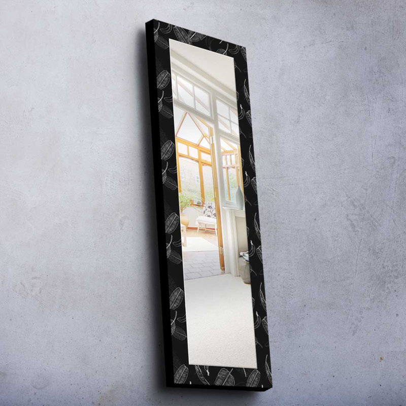 Elseline Wood Flat Wall Mirror, Black/Gray