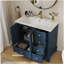 Ensemble de meuble-lavabo moderne 35,6 po avec surface peinte, meuble-lavabo autoportant Mid-Century avec rangement, meuble-lavabo haut de gamme avec tiroirs et poignées en métal