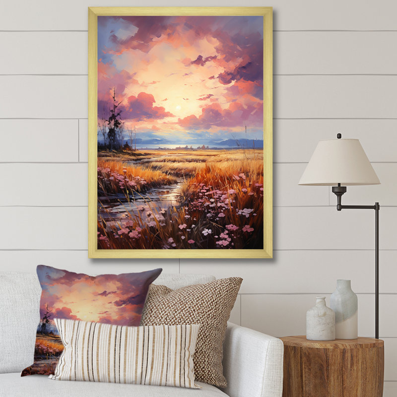 «Natural Harmony Blooming Delights Sunset II», reproduction sur toile, Encadrement doré, H 20 po x l 12 po x P 1 po