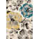 Tapis performance crème / jaune / bleu à motif floral moderne