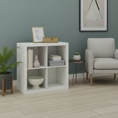 Étagère de rangement à grande capacité à quatre compartiments avec finition blanche texturée