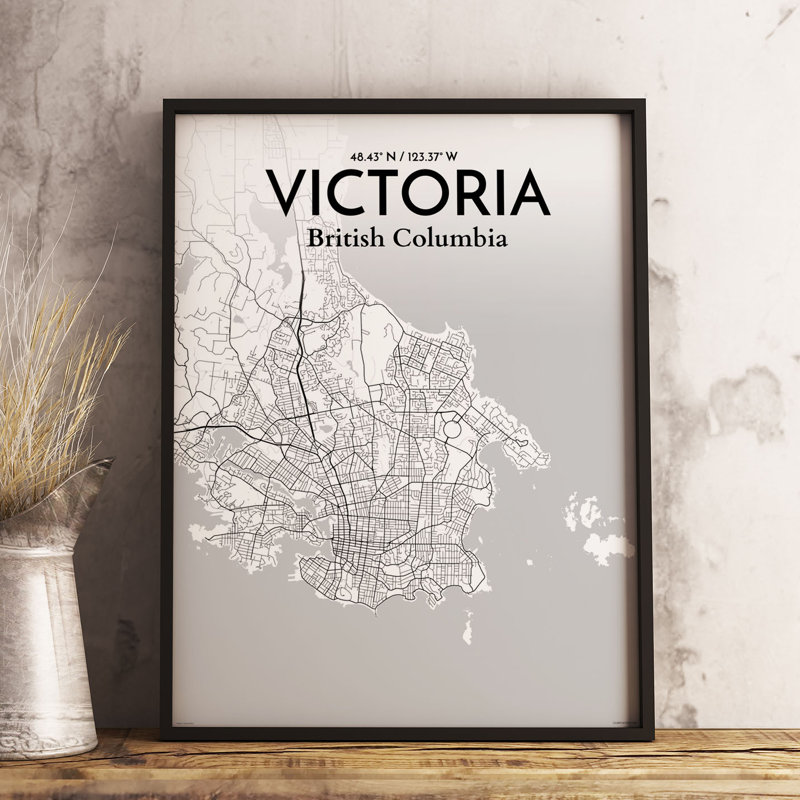 Victoria City Map - Unframed Graphic Art Print on Paper, 43.2cm H x 27.9cm W x 0.13cm D x 0.13cm D, Tricolor
