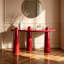 Console rouge avec art irrégulier