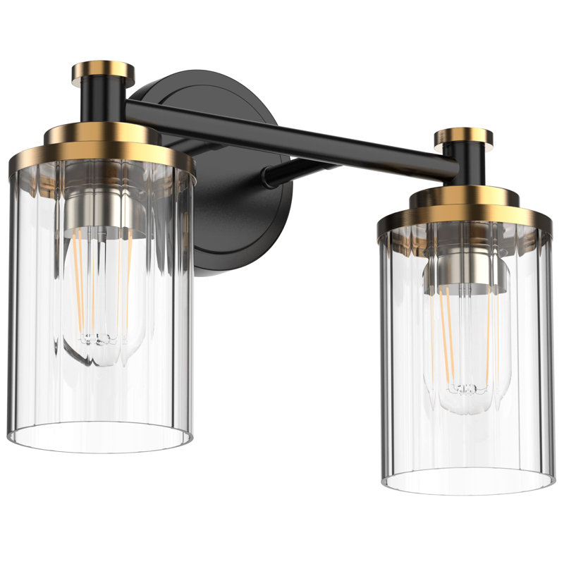 2 Lights Vanity Light for Bathroom, Black/Gold